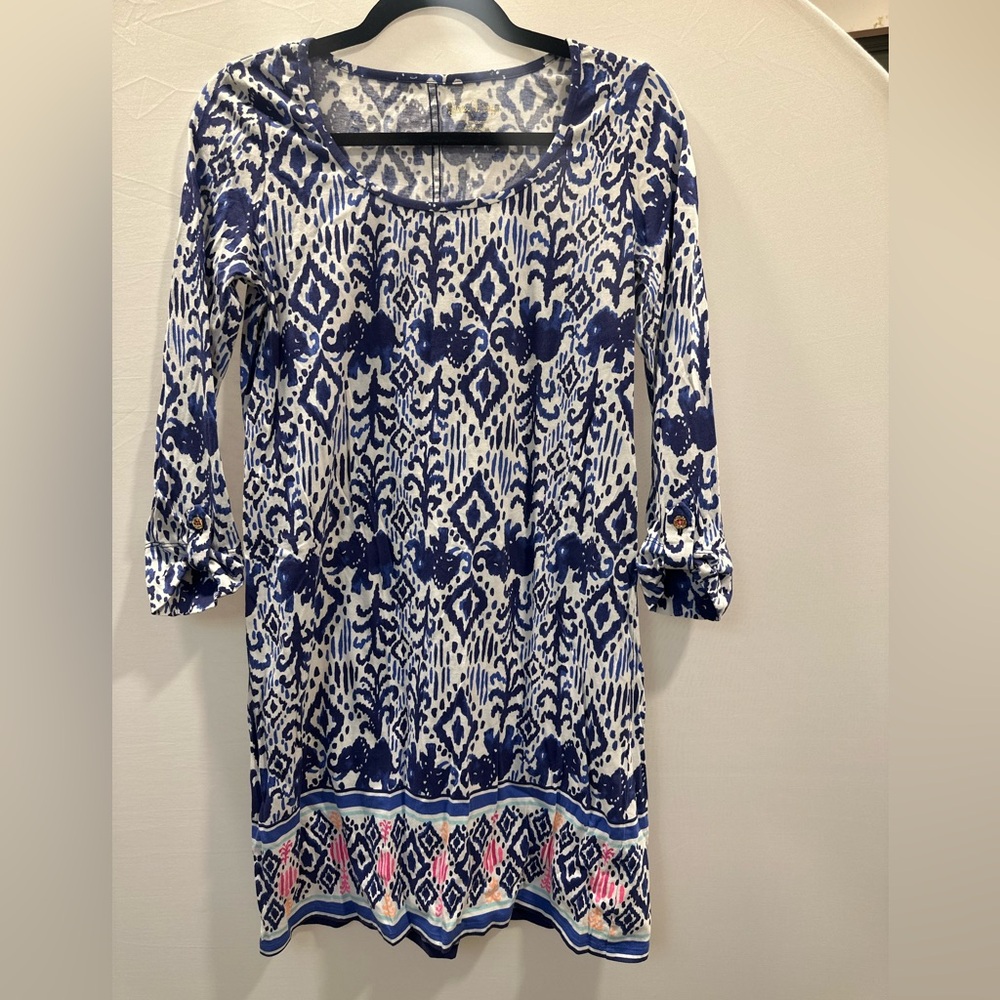 Lilly Pulitzer Navy and White Printed Cotton Tunic